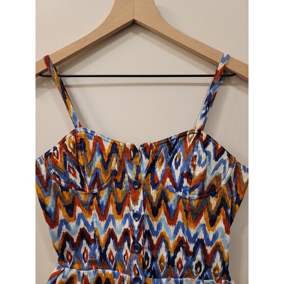 Mimi Chica Linen Romper in Retro Chevron - Picture 3 of 8